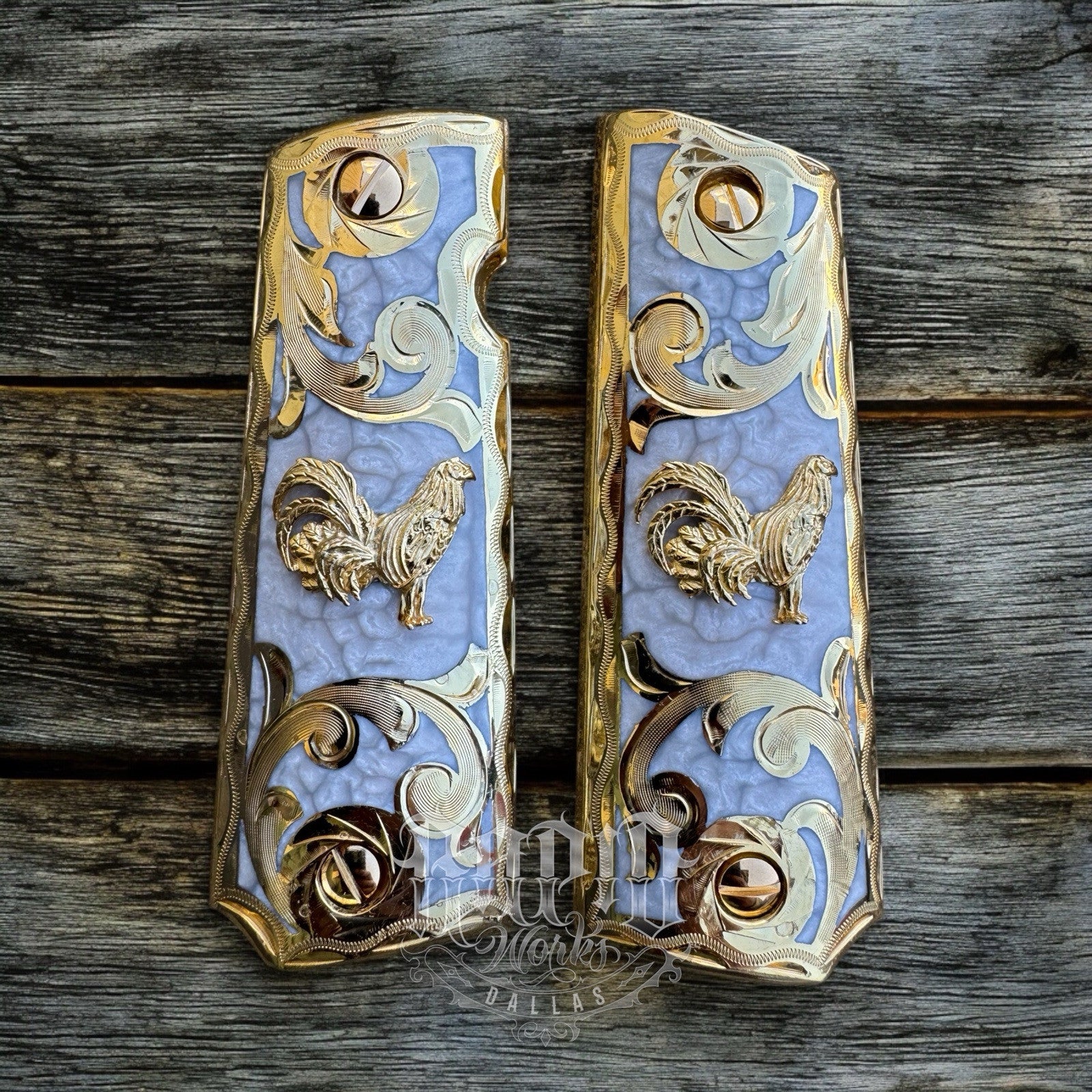 1911 45 38 Super Full Size Gallo Gold Gun Pistol Grip Cachas & 24K Screws