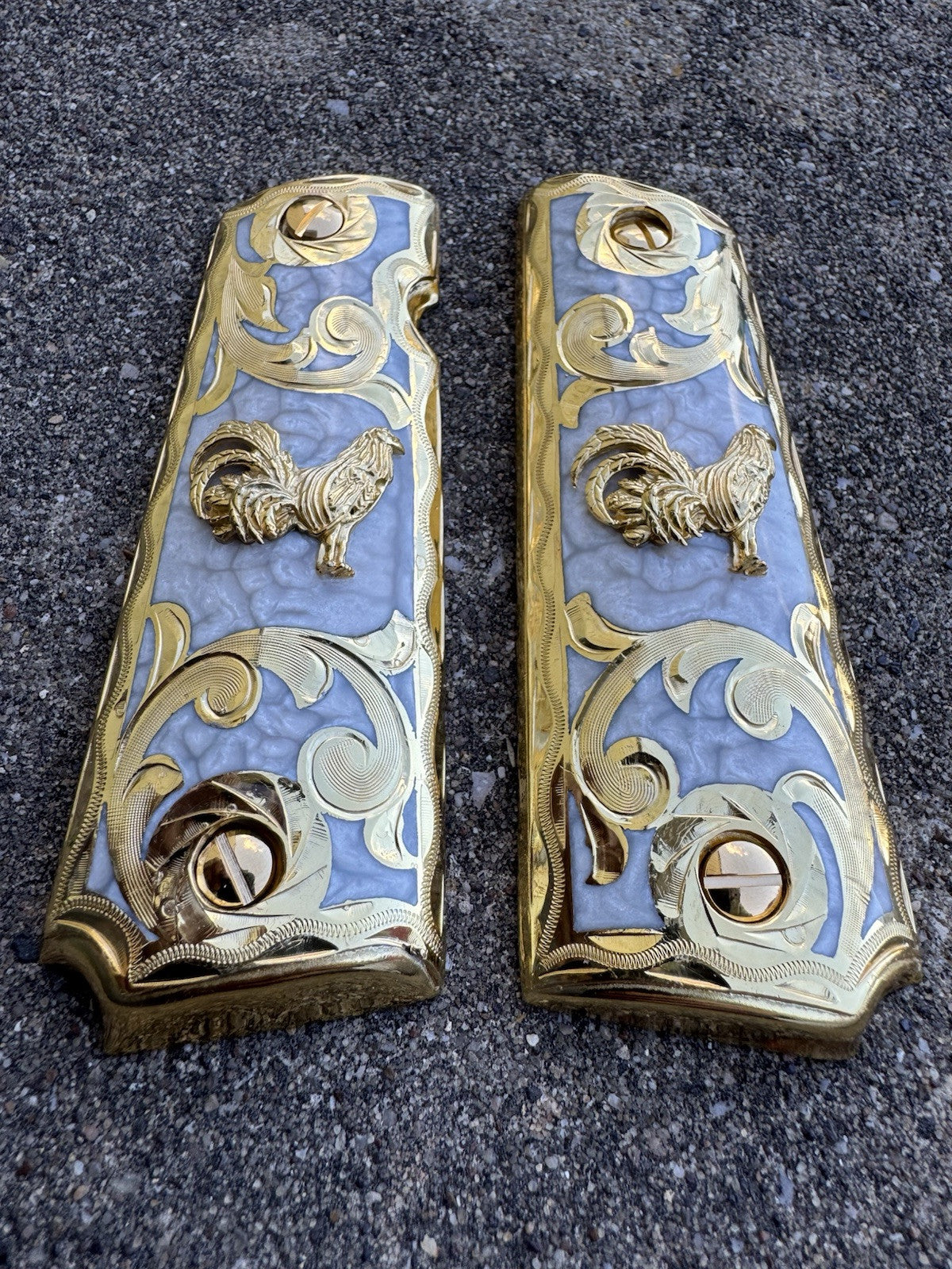 1911 45 38 Super Full Size Gallo Gold Gun Pistol Grip Cachas & 24K Screws