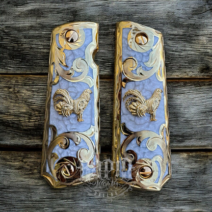 1911 45 38 Super Full Size Gallo Gold Gun Pistol Grip Cachas & 24K Screws