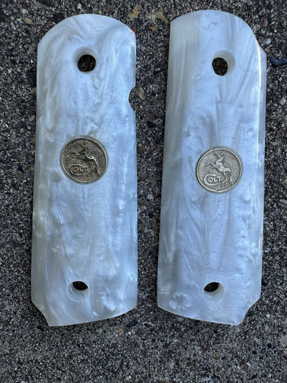 1911 45 38 Super Full Size Resin Gold Colt Coin Gun Pistol Grip Cachas